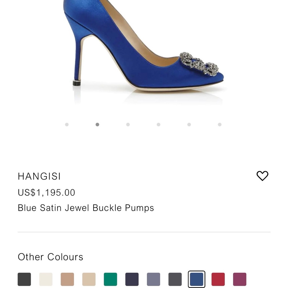 Hangisi Blue Satin Jewel Buckle Pumps - Picture 4 of 5